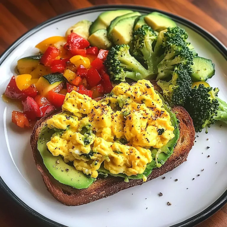 Avocado Toast with Scrambled Eggs & Sauted Veggies
