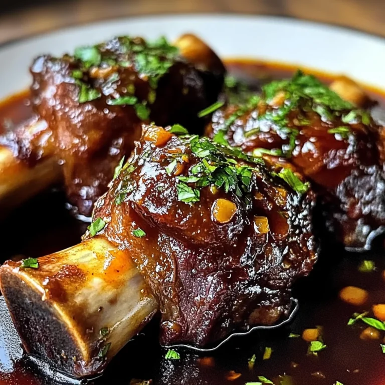 Braised Lamb Shanks in Red Wine and Herb Sauce