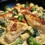 Creamy Chicken Alfredo with Bacon, Spinach & Broccoli