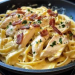 Creamy Lemon-Garlic Chicken Bacon Fettuccine