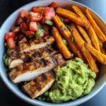 Grilled Chicken Power Bowl with Sweet Potato Fries & Guac