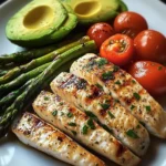 Herb-Grilled Fish with Asparagus, Avocado & Cherry Tomatoes
