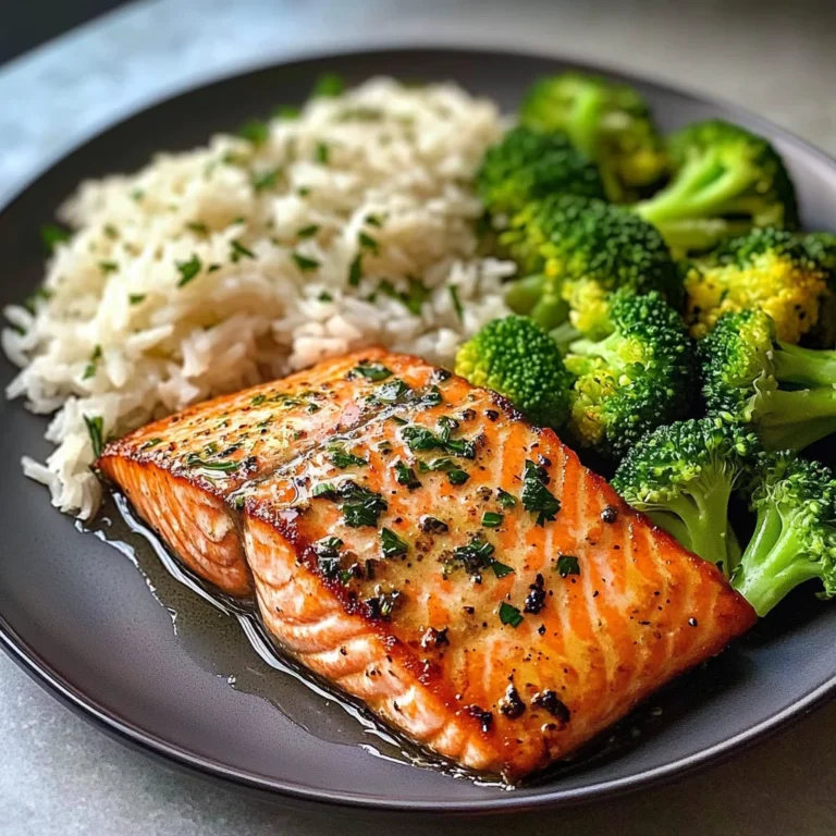Lemon-Garlic Salmon with Broccoli & Herbed Rice