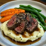 Savory Beef Plate with Mash, Carrots & Green Beans
