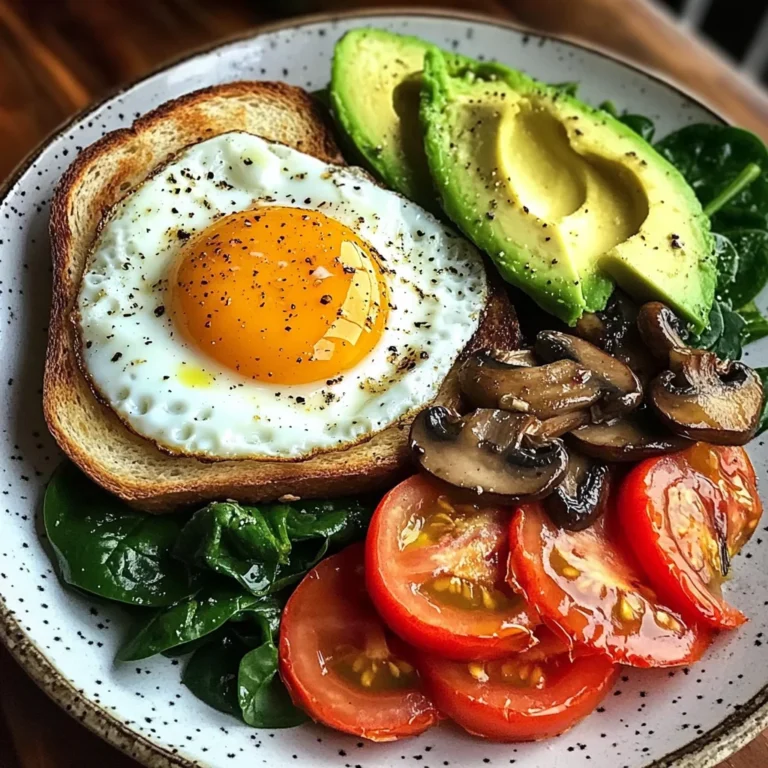 Savory Breakfast Plate with Mushrooms & Avocado