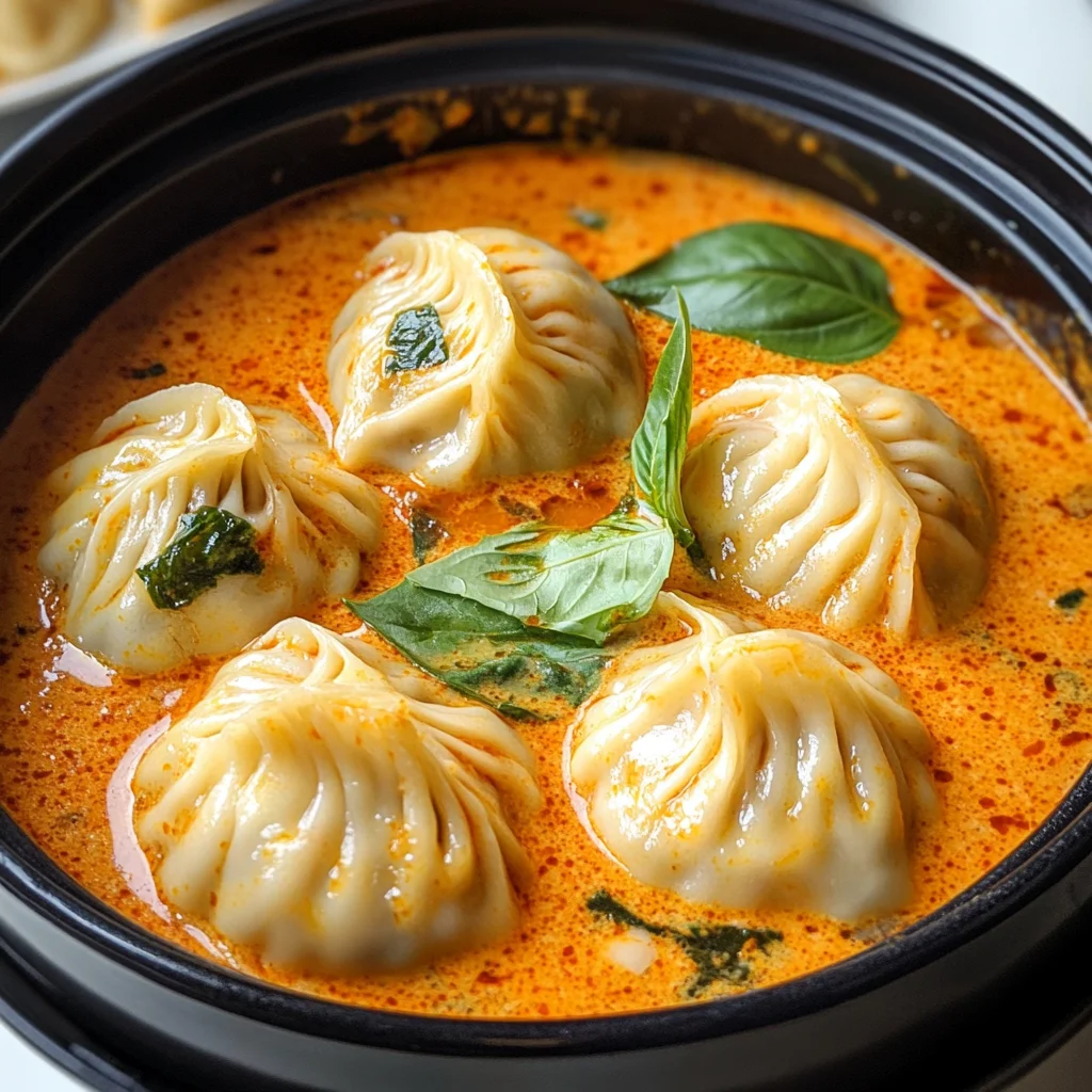 Soup Dumplings in Thai Red Curry Sauce