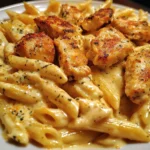 Spicy Garlic Chicken Penne in Velveeta Alfredo