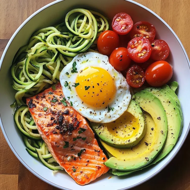 Zoodle Power Plate with Salmon, Avocado & Sunny Egg