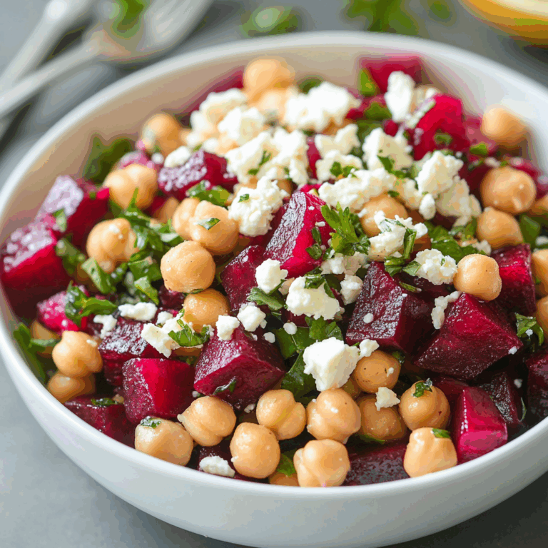 Chickpea Beet Feta Salad with Lemon-Garlic Vinaigrette – A Vibrant & Flavorful Delight