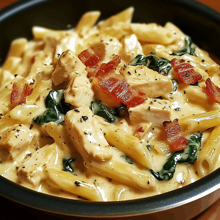 Creamy Chicken Pasta with turkey Bacon and Spinach