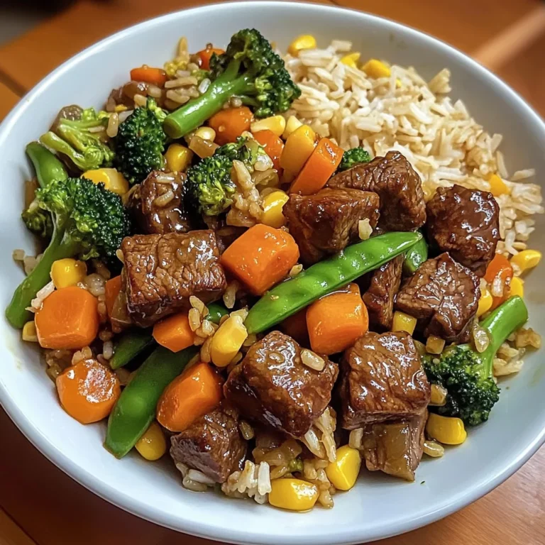 Beef Stir-Fry with Vegetables and Fried Rice