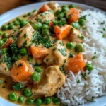 Creamy Chicken with Peas & Carrots over Rice
