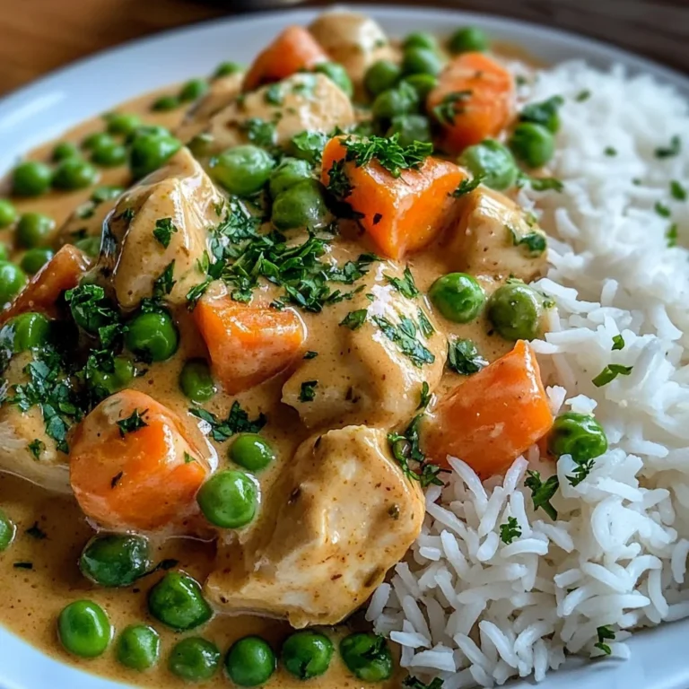 Creamy Chicken with Peas & Carrots over Rice