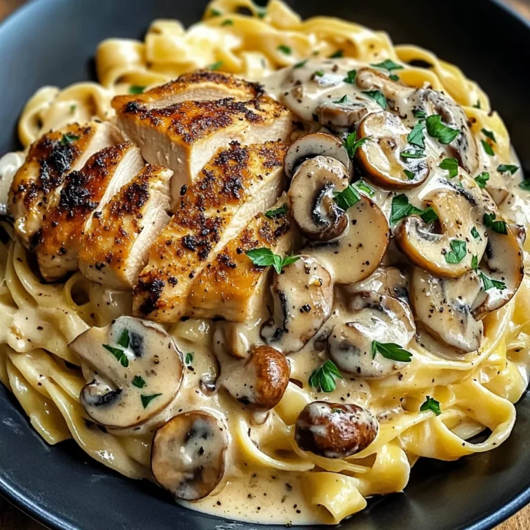 Creamy Garlic Mushroom Chicken Fettuccine
