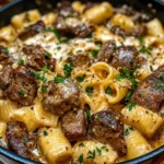 Decadent Beef and Pasta in Creamy Garlic Alfredo