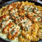 Garlic Butter Chicken Rotini with Melted Mozzarella