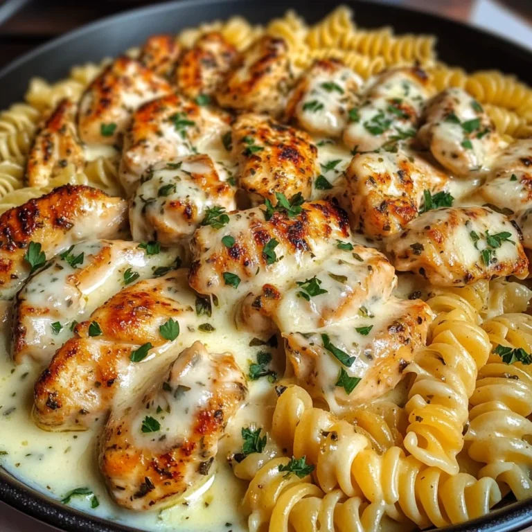 Garlic Butter Chicken Rotini with Melted Mozzarella