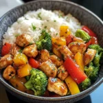 Garlic Chicken Stir-Fry Bowl with Broccoli Rice
