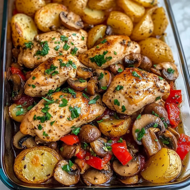 Garlic Herb Chicken with Mushrooms & Roasted Potatoes