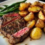Garlic Herb Steak with Crispy Potatoes & Green Beans