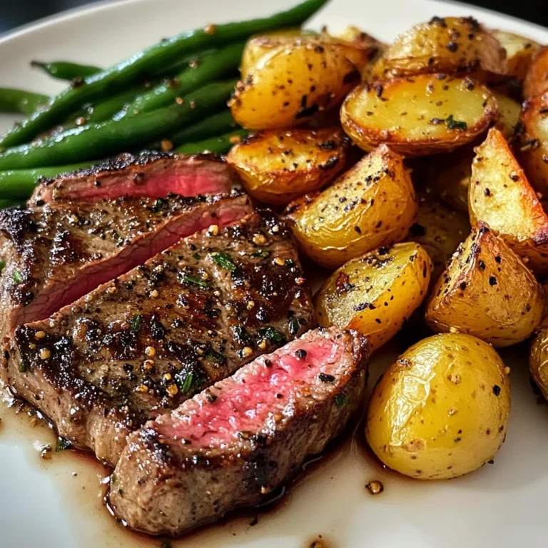 Garlic Herb Steak with Crispy Potatoes & Green Beans