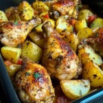 Golden-Baked Chicken Drumsticks with Crispy Potatoes