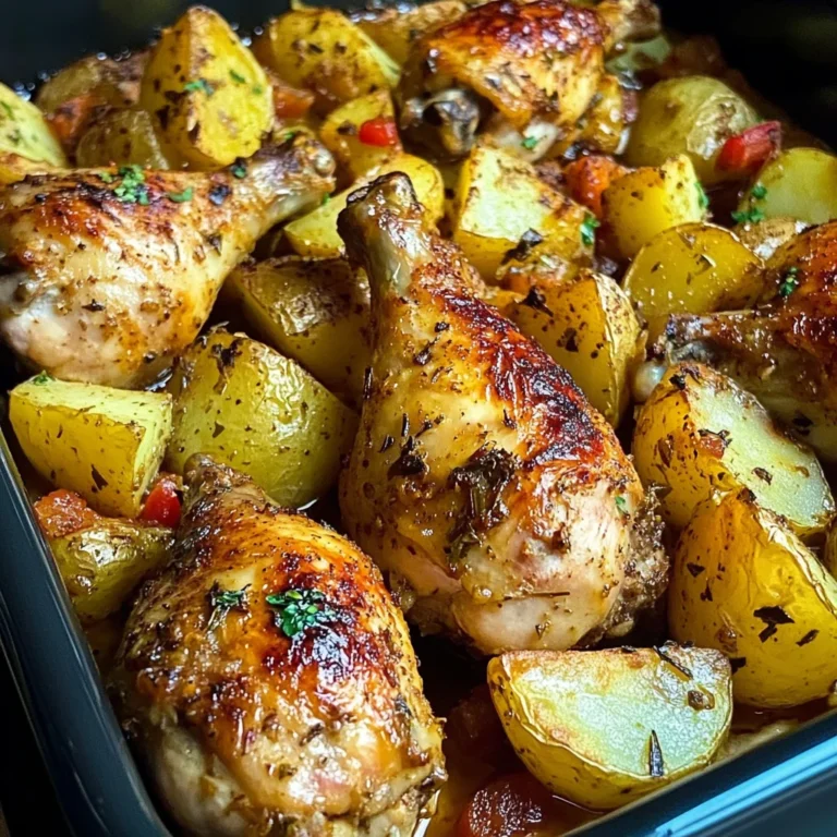 Golden-Baked Chicken Drumsticks with Crispy Potatoes