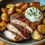 Herb-Marinated Chicken with Roasted Potatoes & Creamy Dip