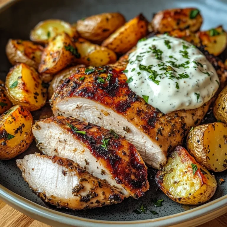 Herb-Marinated Chicken with Roasted Potatoes & Creamy Dip