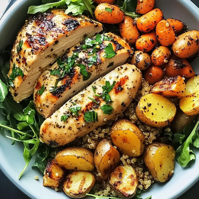 Herb Grilled Chicken with Roasted Potatoes, Carrots & Quinoa