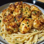 Lemon Garlic Butter Chicken Bites with Savory Parmesan Linguine