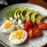 Mediterranean Breakfast Plate with Eggs, Feta & Avocado