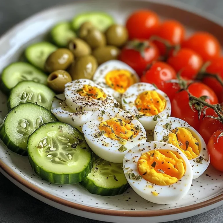 Mediterranean Egg Plate with Fresh Veggies & Cream Cheese