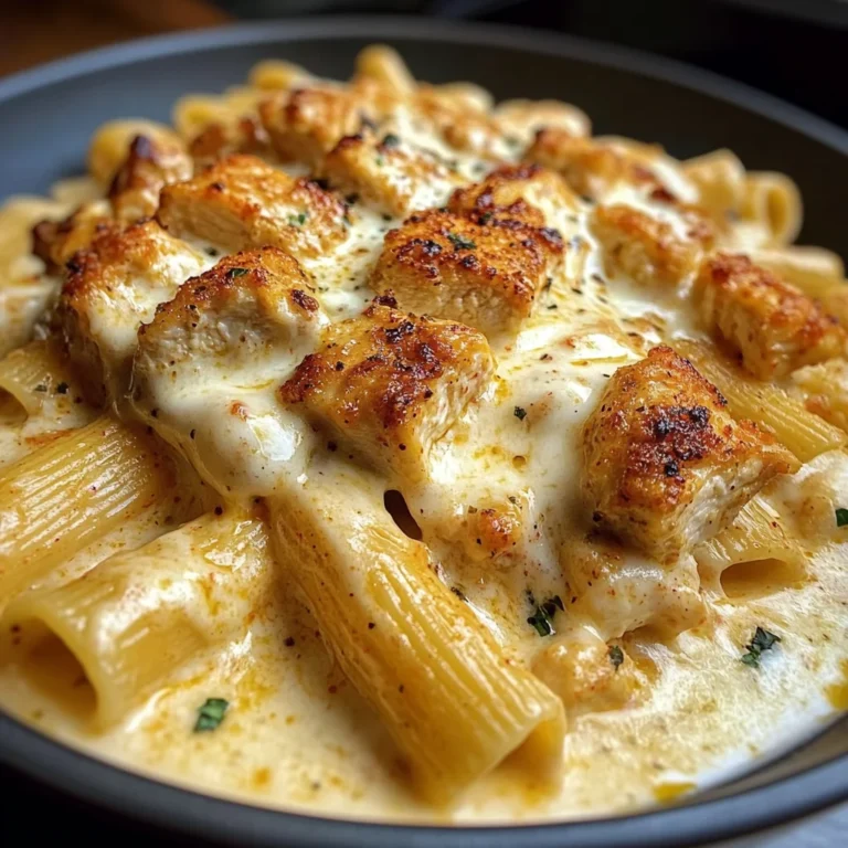 Mozzarella Cajun Chicken Rigatoni in Garlic Cheese Sauce