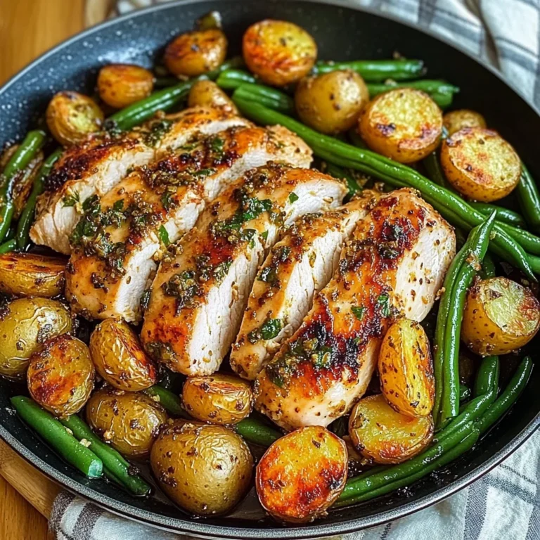 One-Pan Garlic Herb Chicken with Crispy Potatoes & Green Beans