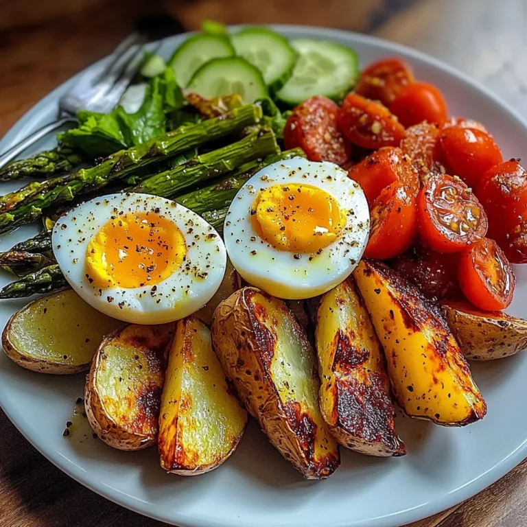 Roasted Potato Wedges with Asparagus, Jammy Eggs & Fresh Garden Salad