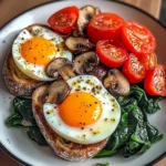Savory Breakfast Plate with Soft Eggs, Toast & Greens
