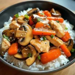 Savory Chicken Stir-Fry with Mushrooms, Carrots & Rice