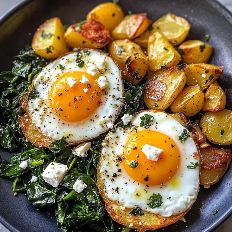Sunny Eggs with Golden Roasted Potatoes & Sauted Greens