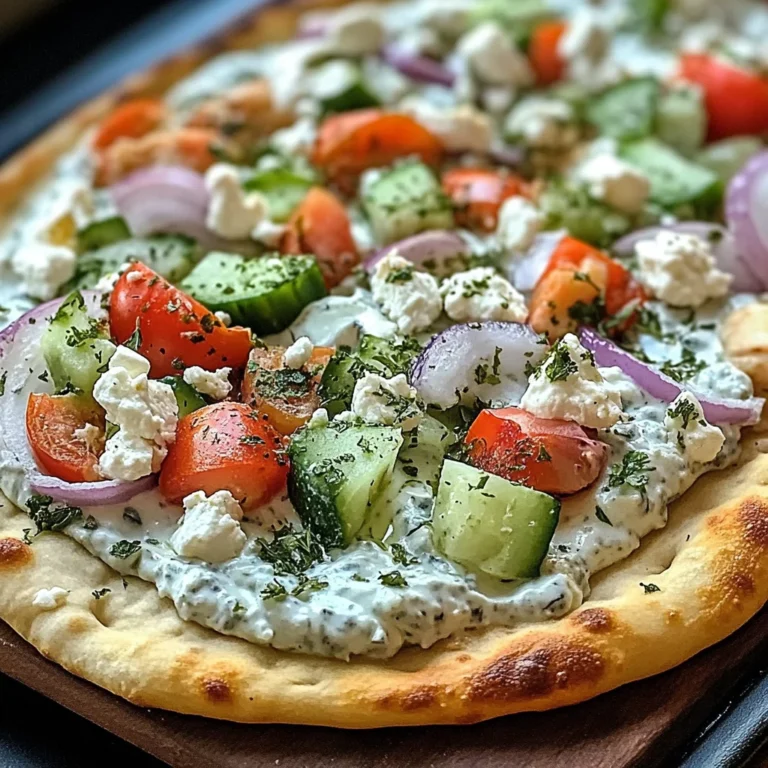 pizza topped with tzatziki sauce