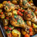 Herb Roasted Chicken Drumsticks with Veggies