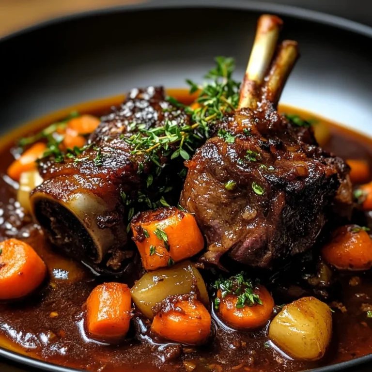Red Wine Braised Lamb Shank with Carrots & Herbs