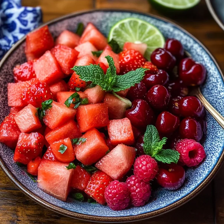 Watermelon Fruit Salad with Lime Mint Dressing